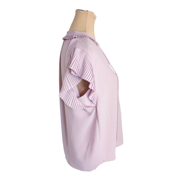 Current Air Light Purple Ruffle Sleeve Pastel Blouse w/ Neck Tie Sz S - Picture 5 of 11
